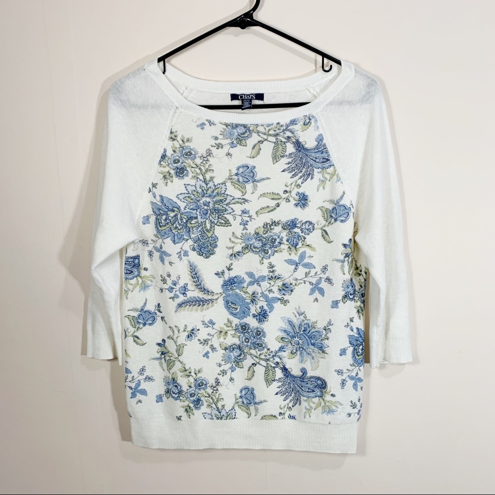 Chaps Blue Floral Sweater